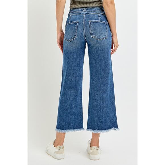 RISEN High Rise Crop Wide Leg Jeans w/Wide Band Detail - PWC21028 - Size 13/31 - Picture 5 of 6
